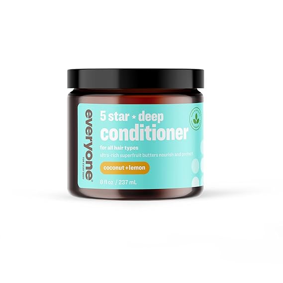 Everyone Hair Care 5 Star Deep Conditioner - Coconut & Lemon, 8 fl oz Bottle, Hair Mask for Dry Damaged Hair, Leave in Conditioner for Moisturizing Treatment, Sulfate Free & Paraben Free