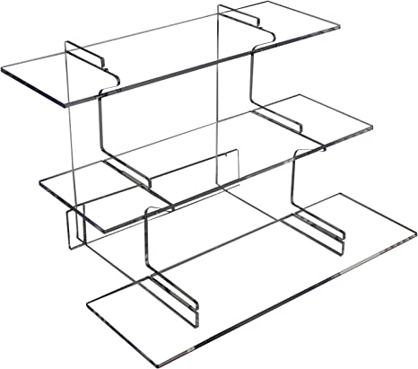 Acrylic Risers for Display, Display Shelves for Vendors 3-Tier Straight Retail Table Display Rack Portable Product Retail Display Stand for Craft Shows, Farmers Market Display, Trade Show (Clear Straight Display)