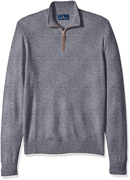 BUTTONED DOWN Men's 100% Premium Cashmere Quarter-Zip Sweater