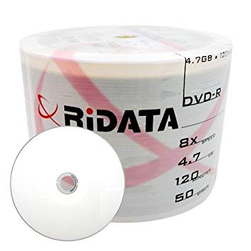 Ridata 200 Ritek 8X DVD-R 4.7GB White Inkjet Hub Printable