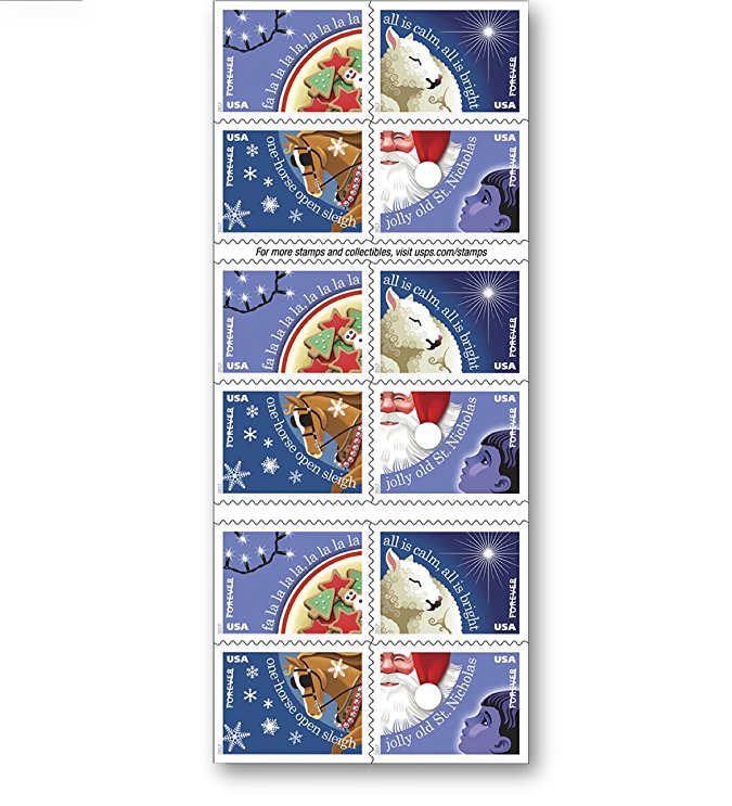 Christmas Carols - USPS Forever Stamps Book of 20 - New 2017 Release