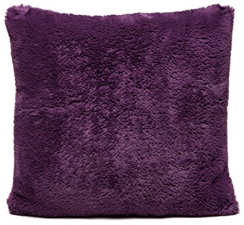 Chanasya Super Soft Elegant Faux Fur Solid Pattern Cozy Decorative Plush Aubergine Throw Pillow Cover Pillow Sham- Solid Violet Purple Throw Pillowcase 18x18 Inches