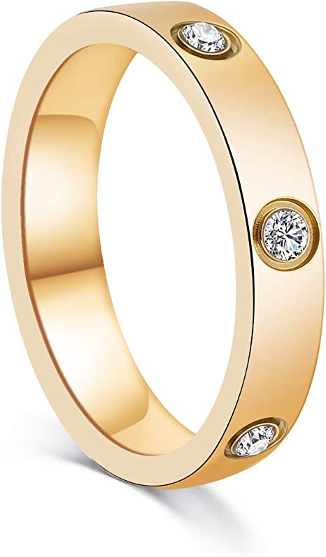 Angel's Draw Home Love Ring for Women 18K Gold Plated Stainless Steel Ring for Wedding Engagement Gold Ring for Women Girl