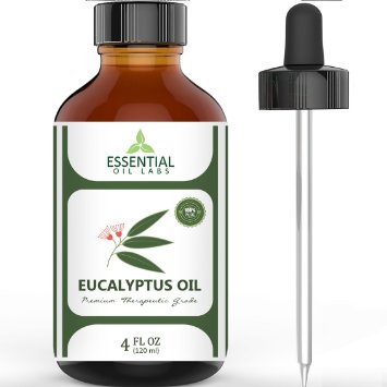 Eucalyptus Oil - Highest Quality Therapeutic Grade Backed by Research - Large 4 oz Bottle with Premium Dropper - 100% Pure and Natural by Essential Oil Labs