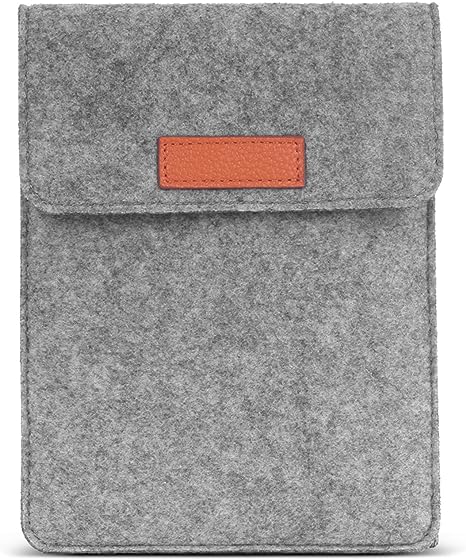 MoKo Sleeve Fits Kindle E-Reader, Protective Felt Cover Case Pouch Bag Fit with All-New Kindle 10th Gen 2019 / Kindle Paperwhite 11th Gen 2021 / Kindle(8th Gen, 2016), Light Gray