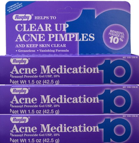 Rugby Acne Medication 10% 42.5 gm (Pack of 3)