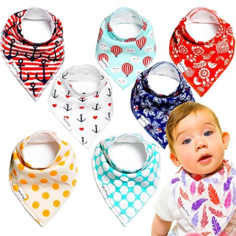 Baby Bandana Drool Bibs - 100% Natural Organic Cotton with Fleece Back - Unisex 8-Pack Gift Set with Vibrant Fashionable Designs for Boys and Girls | by So Peep