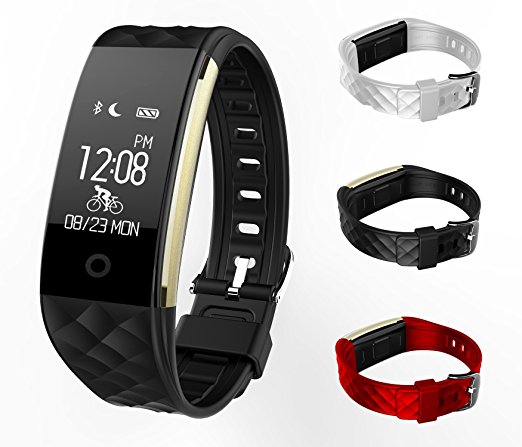 X-CHENG Fitness Tracker - IPX7 Waterproof OLED Touch Screen - And equipped with 3-color Watch Bands, free to change the color - Wireless Activity Trackers Smart Bracelet with Heart Rate Monitors.