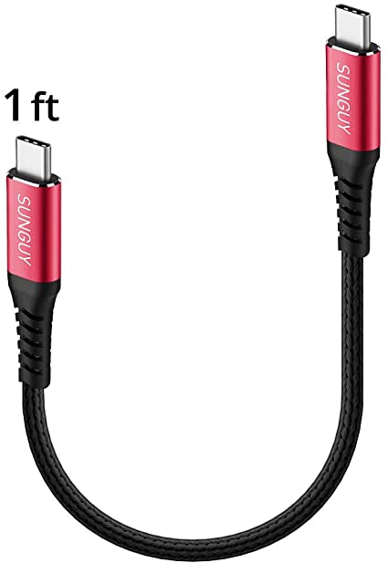 1FT USB Type C PD Cable,SUNGUY 3A USB C to USB C Cable 60W Power Delivery Fast Charge & Data Sync Compatible for Google Pixel 2/ 3/ XL,iPad Pro 2018,MacBook Pro 2016/2017 13'',Nintendo Switch and more