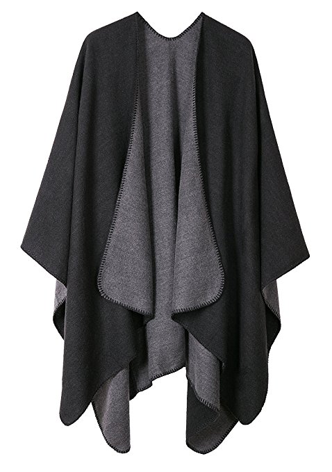 Urban CoCo Women's Color Block Shawl Wrap Open Front Poncho Cape