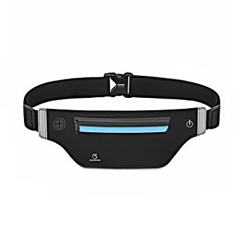 CRONA Running Belt [LED Reflective Strip] Upgraded Safety Waterproof Universal Waist Pack for iPhone 6 6s/iPhone 7(4.7''-5.5'') Samsung S7 Edge LG G4 iPhone 7 Plus ect up to 5.5'' Applicable