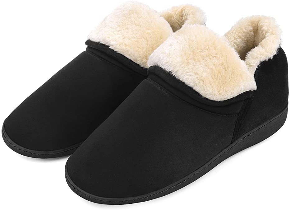 Men's Plush Warm Ankle Bootie Slippers Fuzzy Memory Foam Winter House Shoes