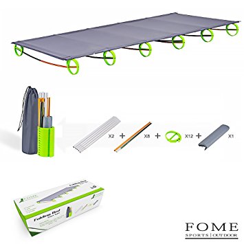 FOME SPORTS|OUTDOORS Ultralight Folding Bed Portable Aluminium Alloy Cots Camping Tent Bed One Year Warranty