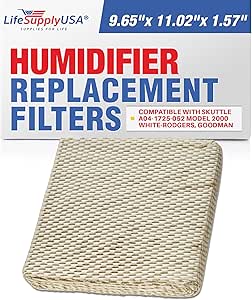 LifeSupplyUSA Humidifier Filter Replacement Evaporator Pad with Wick Compatible with Skuttle A04-1725-052 Model 2000 White-Rodgers, Goodman