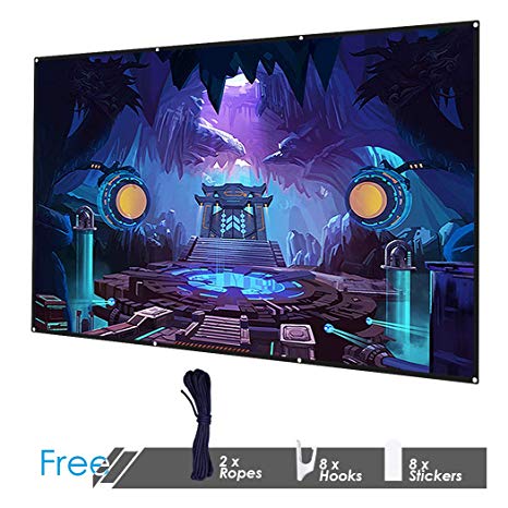 CEVINT Projector Screen, 120 Inch 16:9 HD Foldable Anti-Crease Outdoor Movie Screen for Home Cinema Theater Party Office Support Double Sided Projection