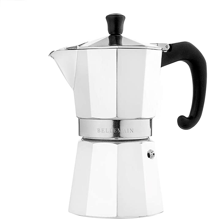 Bellemain Stovetop Espresso Maker Moka Pot (White, 6 Cup)