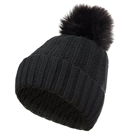 GLOUE Women's Winter Beanie Warm Fleece Lining Slouchy Cable Knit Skull Hat Ski Cap
