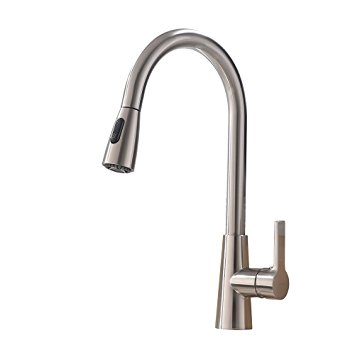 VESLA HOME Modern Brushed Nickel High Arc 360 Degrees Swivels Stainless Steel Single Handle Kitchen Sink Faucets, Pulldown Kitchen Faucet