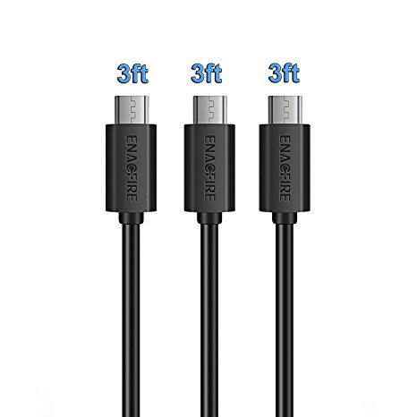 Micro USB Cable , EnacFire Powerline [3-Pack] Premium Micro USB Cable Perfect Lengths Set High Speed Sync Quick Charging USB 2.0 A Male to Micro B Cable (Black)