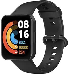 MoKo Bracelet Compatible avec Xiaomi Redmi Watch 2 Lite, Bracelet de Montre de Remplacement Réglable en Silicone Souple, Noir