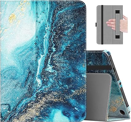 MoKo Case Fits All-New Amazon Kindle Fire HD 8 & 8 Plus Tablet (12th Generation/10th Generation, 2022/2020 Release) 8", Slim Folding Stand Cover with Auto Wake/Sleep, Gilding Texture