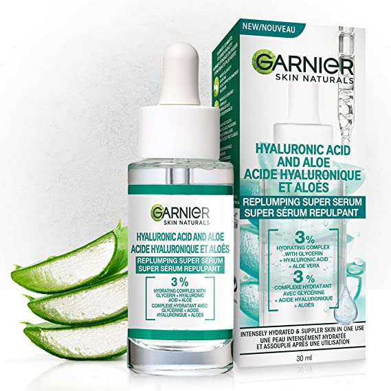 Garnier Aloe Vera Face Serum with Hyaluronic Acid, Replumping and Hydrating, for Normal to Combo Skin