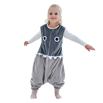 IDGIRLS Unisex Baby Warm Wearable Blanket Toddler Sleeping Bag with Legs 3 Season, Grey M
