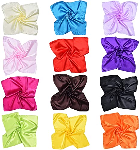 Vbiger Women Small Square Satin Scarf Mixed Neck Head Scarf Set 19.7 x 19.7 inches