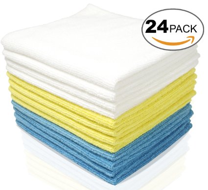 Royal Microfiber Cleaning Cloths - 24 Pack Towels - Highly Absorbent Ultra Soft and Reusable - Lint Free and Streak Free