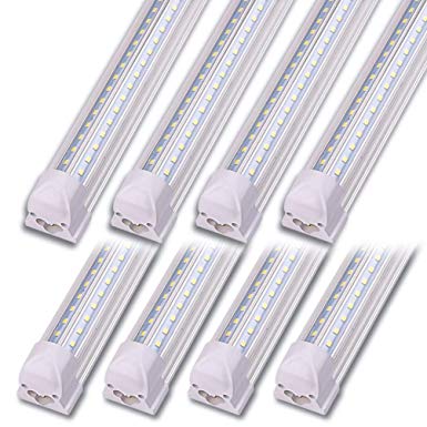 Kihung LED Shop Light 4ft, V Shape T8 LED Tube Light Fixture, Integrated 4 Foot Led Bulbs, 40w 5000 Lumens 6000K Cool White, 8-Pack