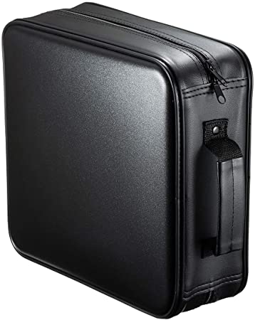 SANWA (Japan Brand 320 Large Capacity CD Case, Portable DVD/VCD Storage, EVA Protective Blu-ray Wallet, Binder, Holder, Booklet with Attached Handle for Car, Home, Office, Travel (Black)