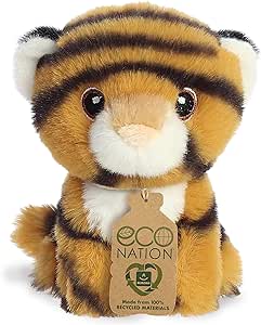 Aurora® Eco-Friendly Eco Nation™ Mini Tiger Stuffed Animal - Environmental Consciousness - Recycled Materials - Orange 5 Inches