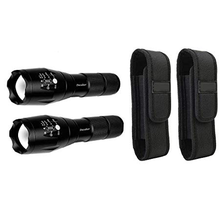 TacLight Elite High Performance Flashlight 2-pack with Carry Holsters,Military Grade 5 Mode XML T6 Tactical Led Waterproof Flashlight - Get 2 for Only $23.95