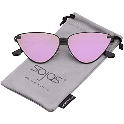 SOJOS Cat Eye Metal Frame Sunglasses Vintage Mirrored Women Sunglasses SJ1091