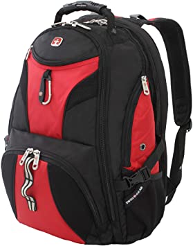 SWISSGEAR 1900 ScanSmart TSA Laptop Backpack- Red/Black