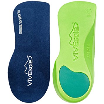 3/4 Length Orthotics by VIVEsole - Plantar Series - Insoles with Arch Support and Heel Cushion for Plantar Fasciitis (Medium)