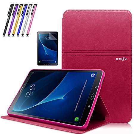 Mignova Tab A 10.1 Case , Slim Lightweight Smart Cover Auto Sleep/Wake Feature for Samsung Galaxy Tab A 10.1 Inch (SM-T580 /SM-T585) Tablet 2016 Release  Screen Protector Film and Stylus Pen (Pink)