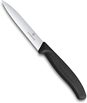 Victorinox VIC-6.7733 Swiss Classic Paring 4" Serrated Spear Point Blade 5/8" Width at Handle Black