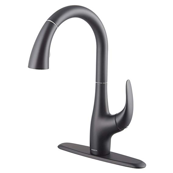 Pull-Down Kitchen Faucet Black Matte - AOSGYA Single Handle Kitchen Sink Faucets with Dual Functions Sprayer 1 or 3 Hole, cUPC Certified Lead-Free