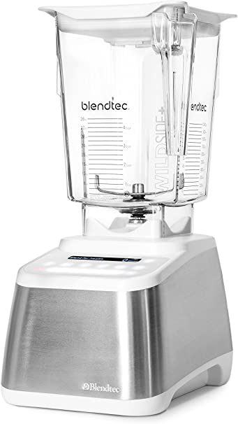 Blendtec Designer 725 Blender-WildSide (90 oz) and Twister Jar (37 oz) BUNDLE-Professional-Grade Power-Self-Cleaning-6 Pre-Programmed Cycles, 100-Speeds, Stainless White