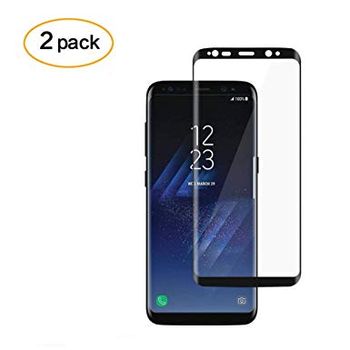 DeFitch [2 Pack] Galaxy S8 Plus Screen Protector [9H Hardness][Anti-Scratch][Anti-Bubble][3D Curved] [High Definition] [Ultra Clear] Tempered Compatible Samsung Galaxy S8 Plus (Black)