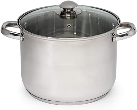 Ecolution Pure Intentions Stainless Steel Stock Pot/Stockpot with Tempered Glass Steam Vented Lid, 8 Quart