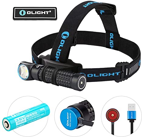 Olight Perun 2000 Lumens Magnetic USB Rechargeable Headlamp with Head Strip, Powered by Customized 18650 3500mAh Battery