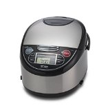 Tiger JAX-T10U-K 55-Cup Uncooked Micom Rice Cooker and Warmer with Cooking Plate Stainless Steel Black