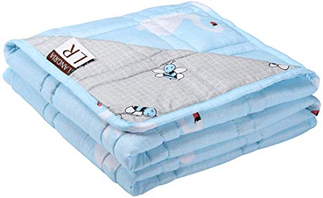 LANGRIA Weighted Blanket for Kids (7 lbs, 48"x60"), Cool Heavy Blanket for Sleeping | Soft Breathable Cotton Fabric with Glass Beads | Washable Heavy Blanket for Bed Sofa