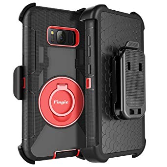 Galaxy S8 Plus Case, S8 Plus Case, Fingic Full Body Heavy Duty Hybrid Rugged Holster Protective Case for Samsung Galaxy S8 Plus Case with Kickstand   Belt Clip (2017 Release), Black/Red