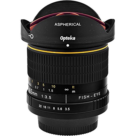 Opteka 6.5mm f/3.5 HD Aspherical Fisheye Lens with Removable Hood for Canon EOS 80D, 70D, 60D, 50D, 7D, Rebel T6s, T6i, T6, T5i, T5, T4i, T3i, T3, T2i and SL1 Digital SLR Cameras