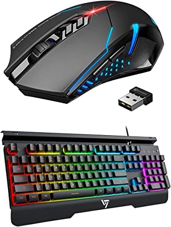 VicTsing Wireless Gaming Mouse and RGB Gaming Keyboard, Silent Gaming Mouse, RGB Backlit Keyboard