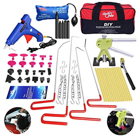 FLY5D 58Pcs Car Body Paintless Hail Removal Dent Puller Tap Down Auto Ding Dent Repair Dent Rods Kit Professional PDR Tools Ding Dent Repair Rods Paintless Hail Removal Rods