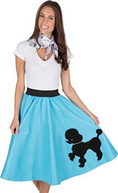 Adult Poodle Skirt with Musical Note printed Scarf Turquoise